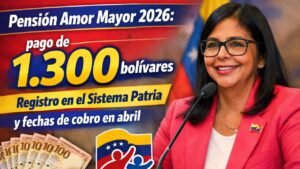Pensión Amor Mayor 2026 pago de 1.300 bolívares, registro en el Sistema Patria y fechas de cobro en abril